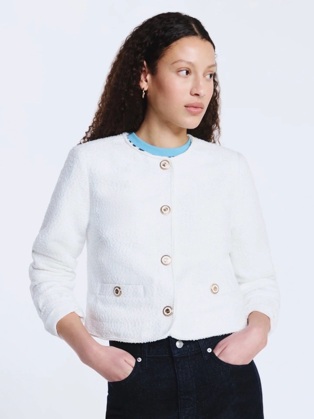 NWT Free Assembly Women's Collarless Nubby Jacket with Long Sleeves, Size: XXL